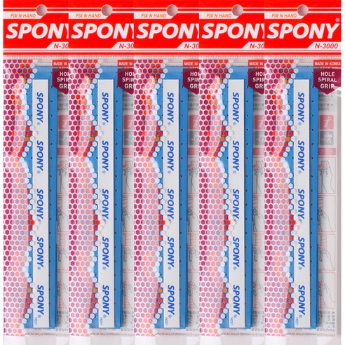 스포니 배드민턴 소프트핏 홀스파이럴그립 N-3000 5p, 블루, 5개