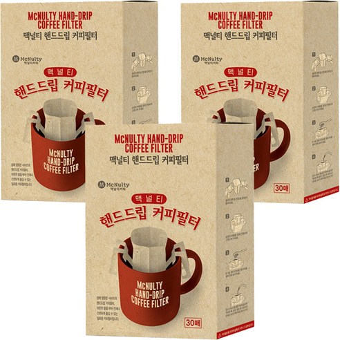 맥널티 핸드드립 커피필터 여과지, 30개입, 3개