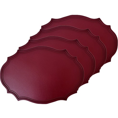 YULARA 헤리티지 북유럽 방수 테이블 매트 4p, 레드, 43 x 30 cm