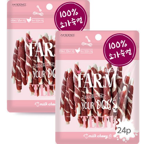 팜레시피 반려견 스틱 츄잉껌 10g x 24p, 2개, 소고기 + 연어 혼합맛