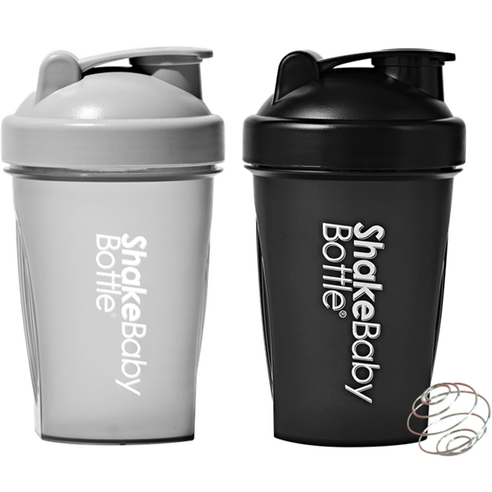  Shake Baby Bottle Shaker Set of 2, Gray, Black, 600 ml