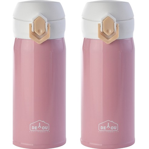상상앤드 비비드 2중 진공 원터치 보온병 2p, 350ml, 핑크