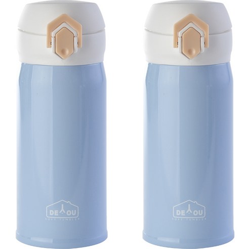 상상앤드 비비드 2중 진공 원터치 보온병 2p, 350ml, 스카이