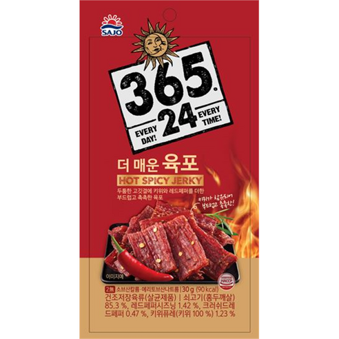 해표 365 24 더 매운 육포, 30g, 1개