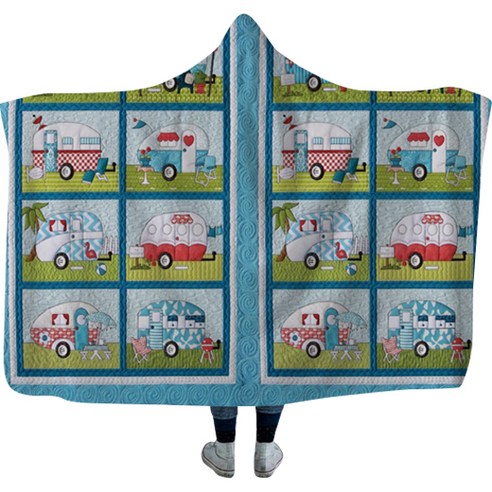 소니오 캠핑 스타일 케이프 옐로우 벨벳 후드 담요 130 x 100 cm, TYPE 06, 1개