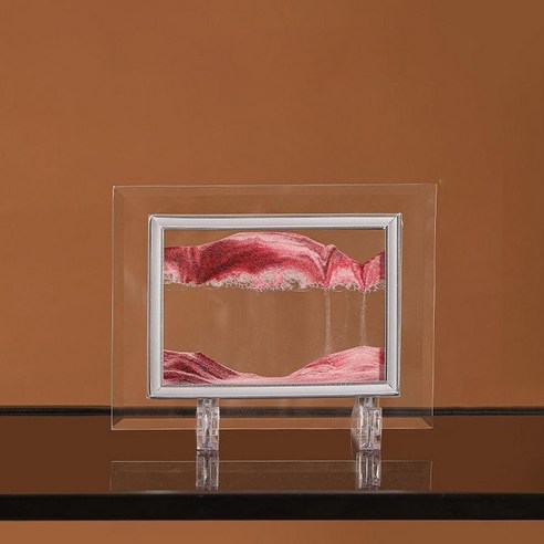 그림 액자 장식 모래시계 17.5 x 13.5 cm, 분홍색