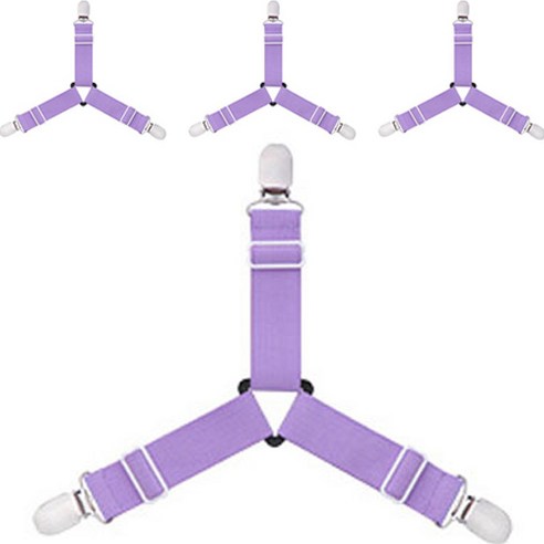 침대 시트 밀림방지 멜빵 고정 집게핀 4p, 퍼플, 1개
