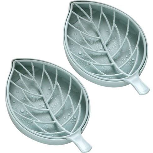 플루니 호텔 물빠짐 나뭇잎 비누 받침대, 블루, 2개