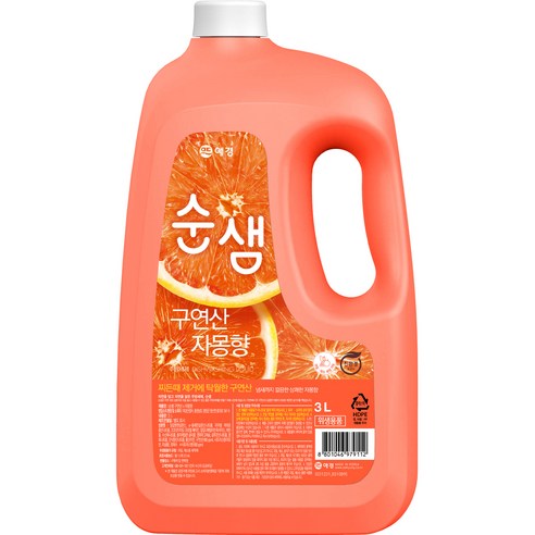 순샘 구연산 자몽 주방세제, 1개, 3L