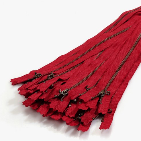 와이케이케이 엔조이퀼트 대용량 노헤드 청동 지퍼 20cm, 25개, 빨강색
