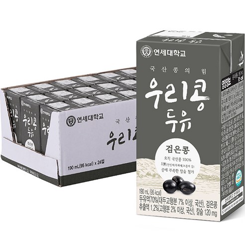 우리콩 두유 검은콩, 190ml, 24개