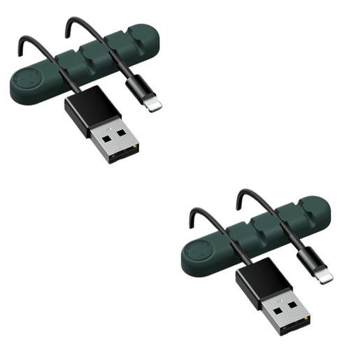 유니버스팩토리 usb 선정리소품 컬러곰 4구, 초록, 2개