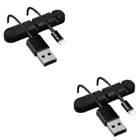유니버스팩토리 usb 선정리소품 컬러곰 4구, 블랙, 2개