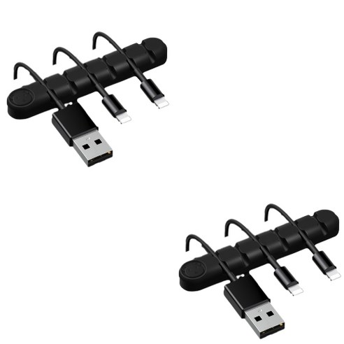 유니버스팩토리 usb 선정리소품 컬러곰 6구, 블랙, 2개