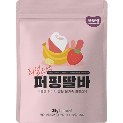 또또맘 유아용 리얼 퍼핑딸바 퍼핑스낵 25g, 1개, 딸기 + 바나나 혼합맛