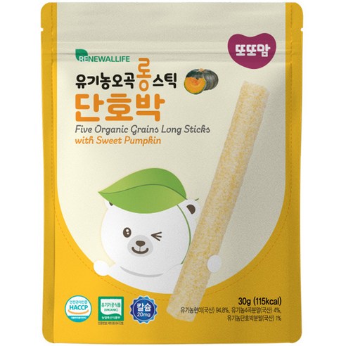또또맘 유아용 유기농 오곡 롱스틱 과자 30g, 1개, 단호박맛