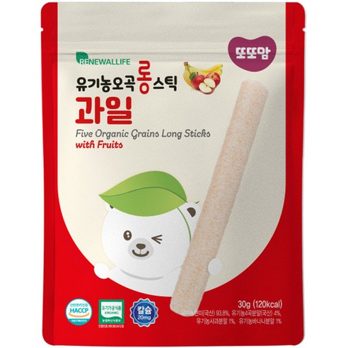 또또맘 유아용 유기농 오곡 롱스틱 과자 30g, 1개, 과일맛