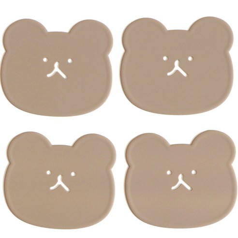 에이드엘 곰 실리콘 컵받침 4p, 샌드베이지, 1세트