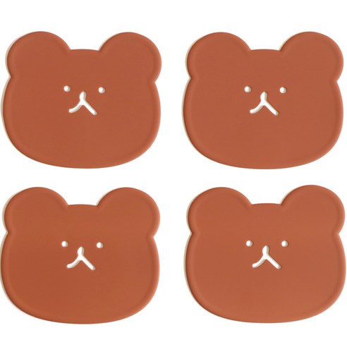 에이드엘 곰 실리콘 컵받침 4p, 메이플, 1세트