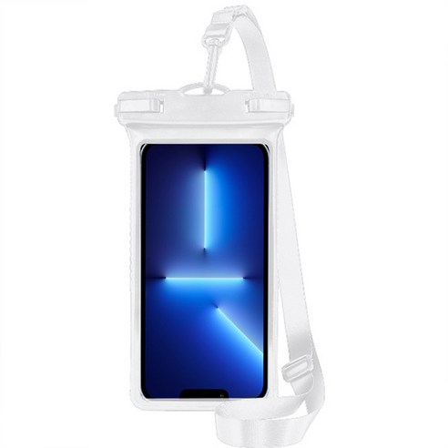 충격방지 모서리 핸드폰 방수팩 + 줄 세트, 흰색, 1세트