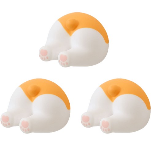 솔브리빙 귀여운 엉덩이 욕실 부착형 칫솔꽂이 걸이 거치대, 혼합색 웰시코기, 3개