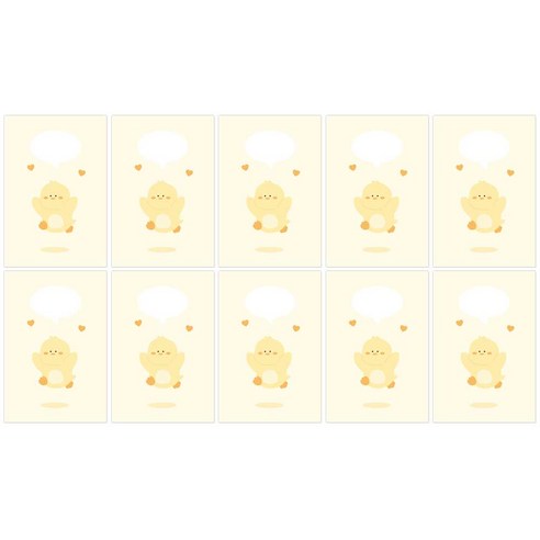 도나앤데코 동물친구의 말풍선 엽서 10p + 봉투 10p + 스티커 10p 세트, 051 반가워요 병아리, 1세트