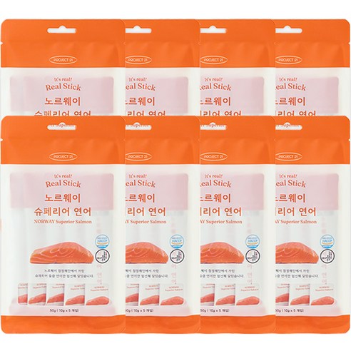 프로젝트21 반려동물 리얼스틱 츄르 간식 10g x 5p, 연어맛, 8개