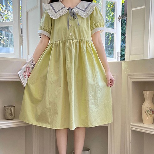 메이첼 큐티리 빅카라 리본 데일리핏 미디 원피스 02234