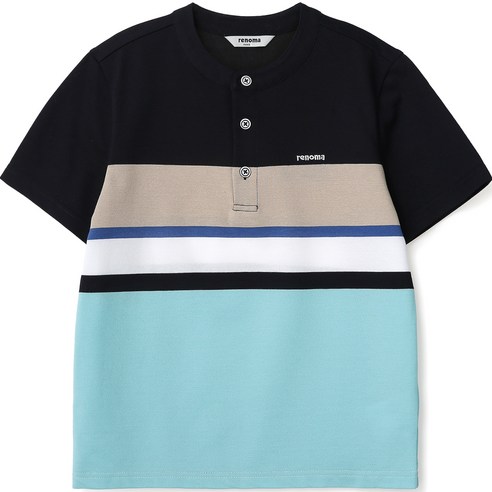 레노마키즈 남아용 선염 스트라이프 헨리넥 티셔츠 R2322T109