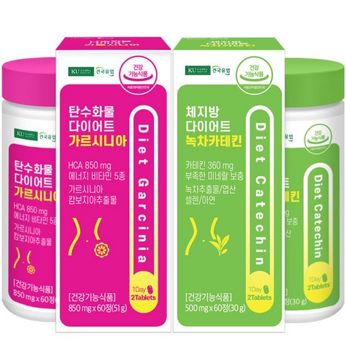 건국유업 체지방 다이어트 녹차카테킨 30g + 탄수화물 다이어트 가르시니아 51g 세트, 1세트, 60정