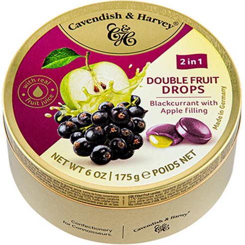 캐빈디쉬앤하비 더블프룻 블랙커런트맛 캔디 사과맛필링, 175g, 1개