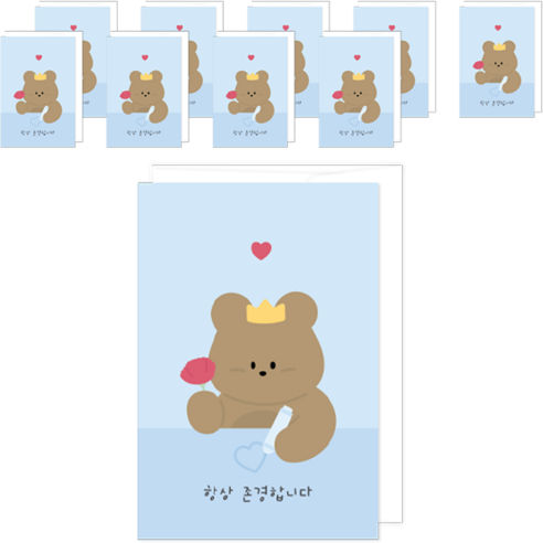 도나앤데코 도나와 친구들 카네이션 글씨 엽서 10p + 봉투 10p + 스티커 10p 세트, D004 호두 존경합니다, 1팩