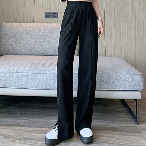 구디프 여성용 슬릿포인트 스트레이트 밴딩 노버클 숏 슬랙스