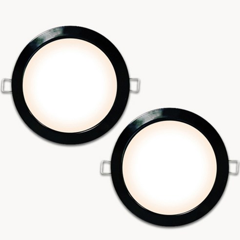 가온엘이디 방습 다운라이트 15W 지름 175mm x 50mm, 전구색(블랙), 2개
