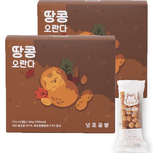 넛쯔공방 부드러운 수제오란다 땅콩 6p, 168g, 2개