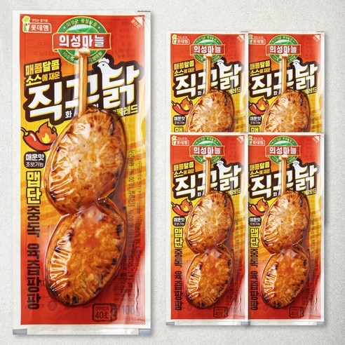 롯데햄 의성마늘 직꾸닭 매콤레드, 100g, 5개