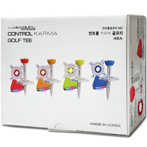 카르마 23년형 에이밍 높이조절 분실방지 컨트롤 골프티 티꽂이 4종 세트 DUO3M02 박스, 레드, 옐로우, 오렌지, 블루