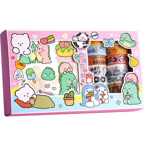 동아피엠에스 DIY 다꾸 종이 스티커 + 마스킹 데코테이프 기프트박스 세트, MK-2348, 1세트