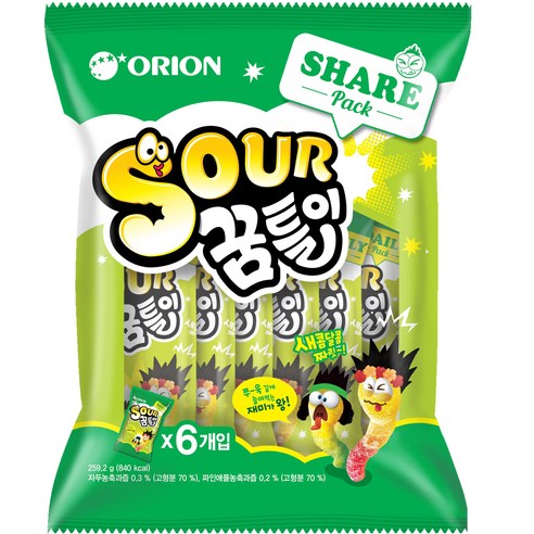 오리온 SOUR 꿈틀이 6p, 259.2g, 1개