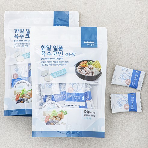 바다원 한알 일품 육수코인 깊은맛, 5g, 20개입, 2개