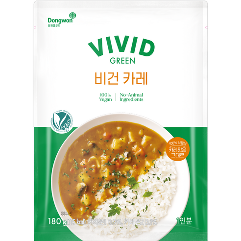 동원홈푸드 비비드그린 비건 카레, 180g, 1개 애터미카레