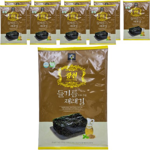 삼원 광천 들기름 전장김 10p, 20g, 10개