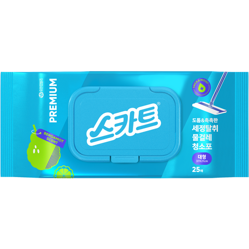 스카트 유한킴벌리 도톰 촉촉한 세정탈취 물걸레 청소포 대형 25매, 1개