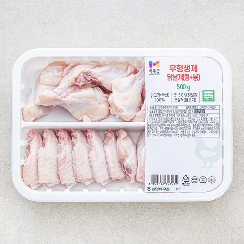 목우촌 무항생제 인증 닭날개 (냉장), 500g, 4개