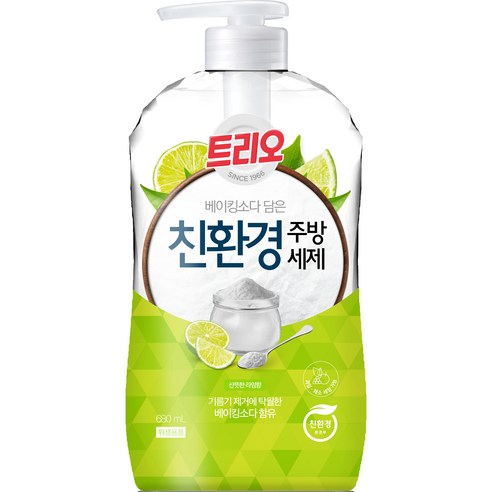 트리오 베이킹 소다 담은 친환경 주방세제 라임향, 680ml, 1개