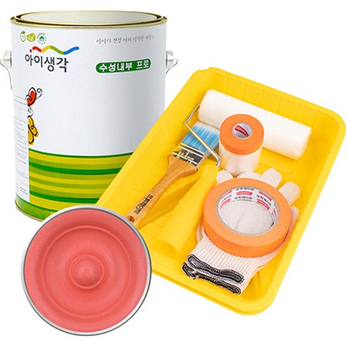 삼화페인트 아이생각 친환경 수성내부 프로 4L 페인트 도구세트, 러블리코랄, 4000ml, 1개