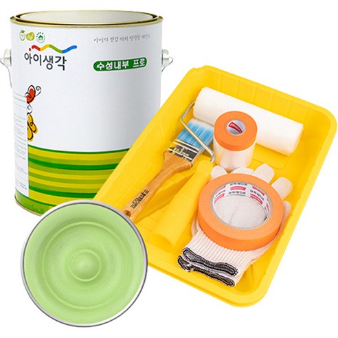 삼화페인트 아이생각 친환경 수성내부 프로 4L 페인트 도구세트, 다크라임, 4000ml, 1개