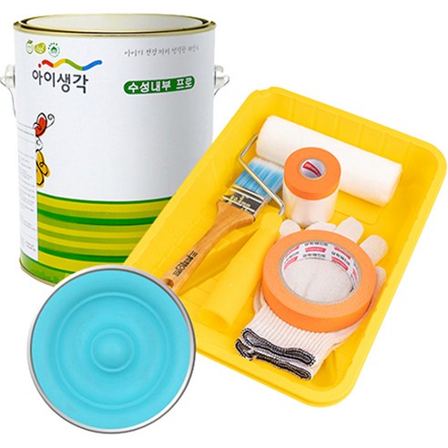 삼화페인트 아이생각 친환경 수성내부 프로 4L 페인트 도구세트, 블루그린, 4000ml, 1개