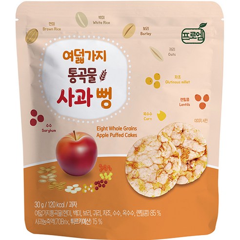 프로엠 여덟가지 통곡물 사과 뻥, 1개, 30g