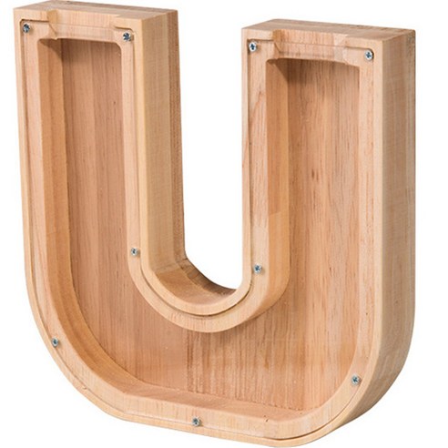 올라운더 알파벳 우드 돼지 저금통, U, 1개